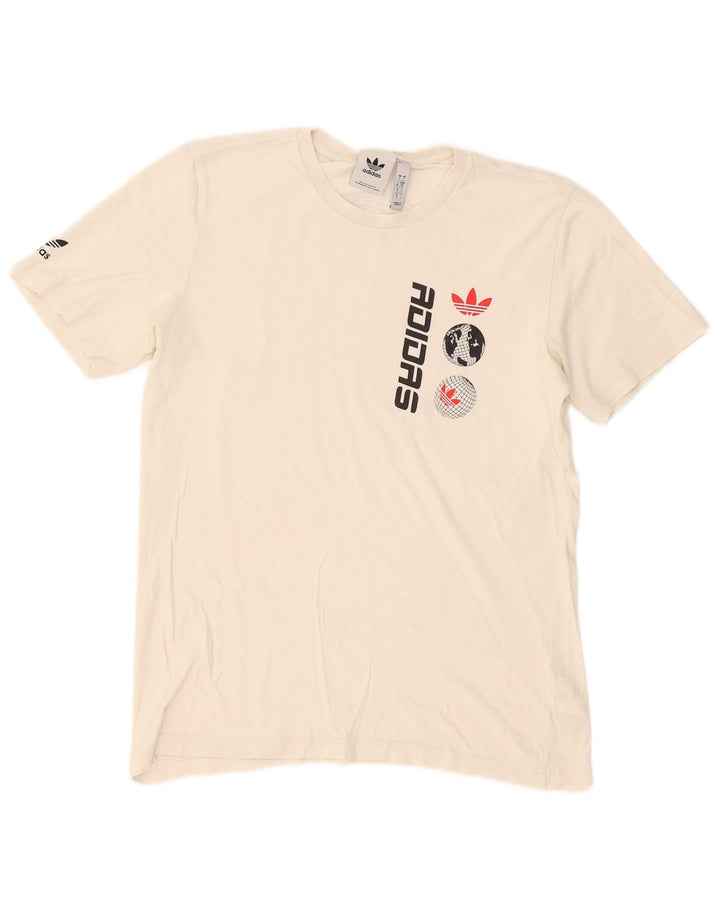 Adidas Mens Graphic T-Shirt Top Small White Cotton