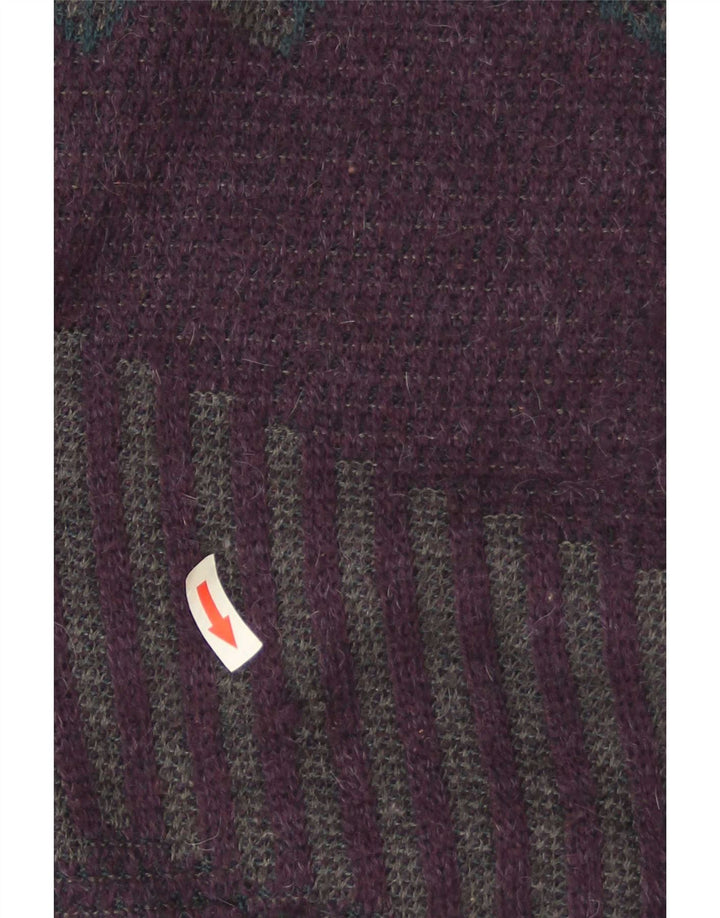 Vintage Mens Crew Neck Jumper Sweater IT 50 Medium Purple Geometric