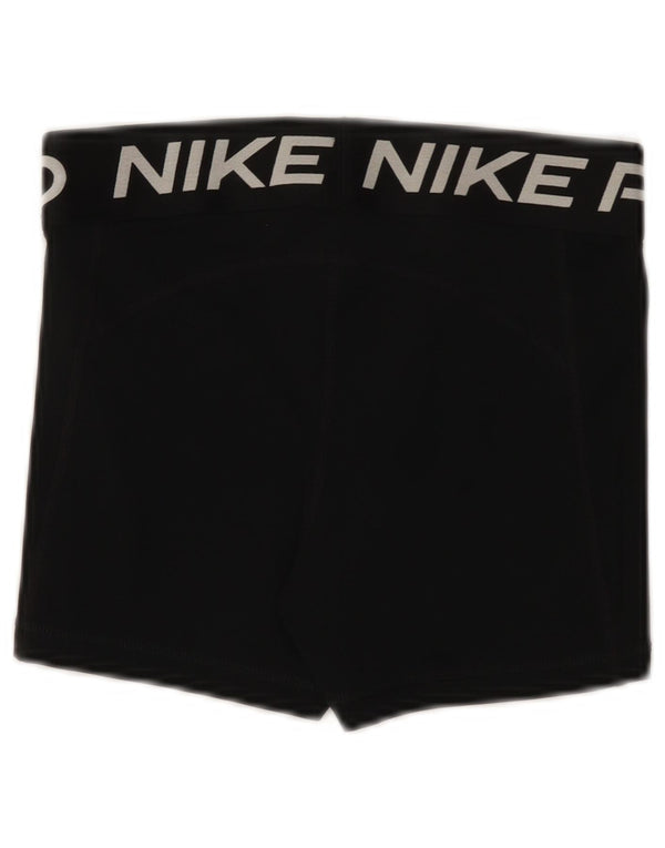 Nike Womens Dri Fit Graphic Sport Shorts UK 8 Small Black Polyester