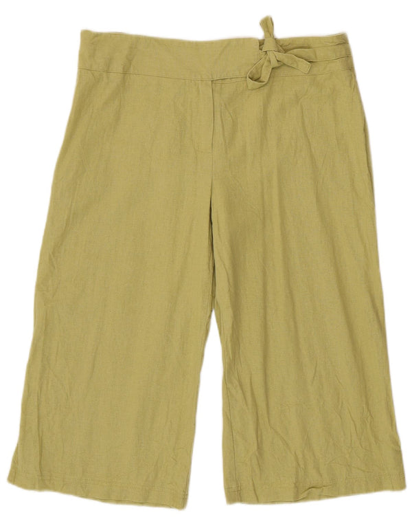 Marks & Spencer Womens Wide Leg Capri Trousers W32 L18 Green