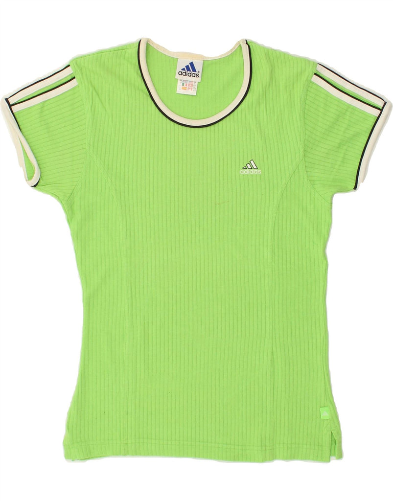 ADIDAS Womens T-Shirt Top UK 12 Medium Green Cotton | Vintage Adidas | Thrift | Second-Hand Adidas | Used Clothing | Messina Hembry 