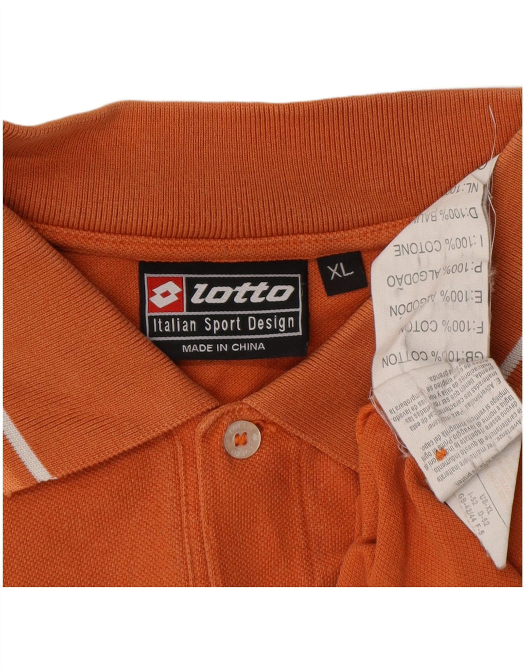 Lotto Mens Polo Shirt XL Orange Cotton