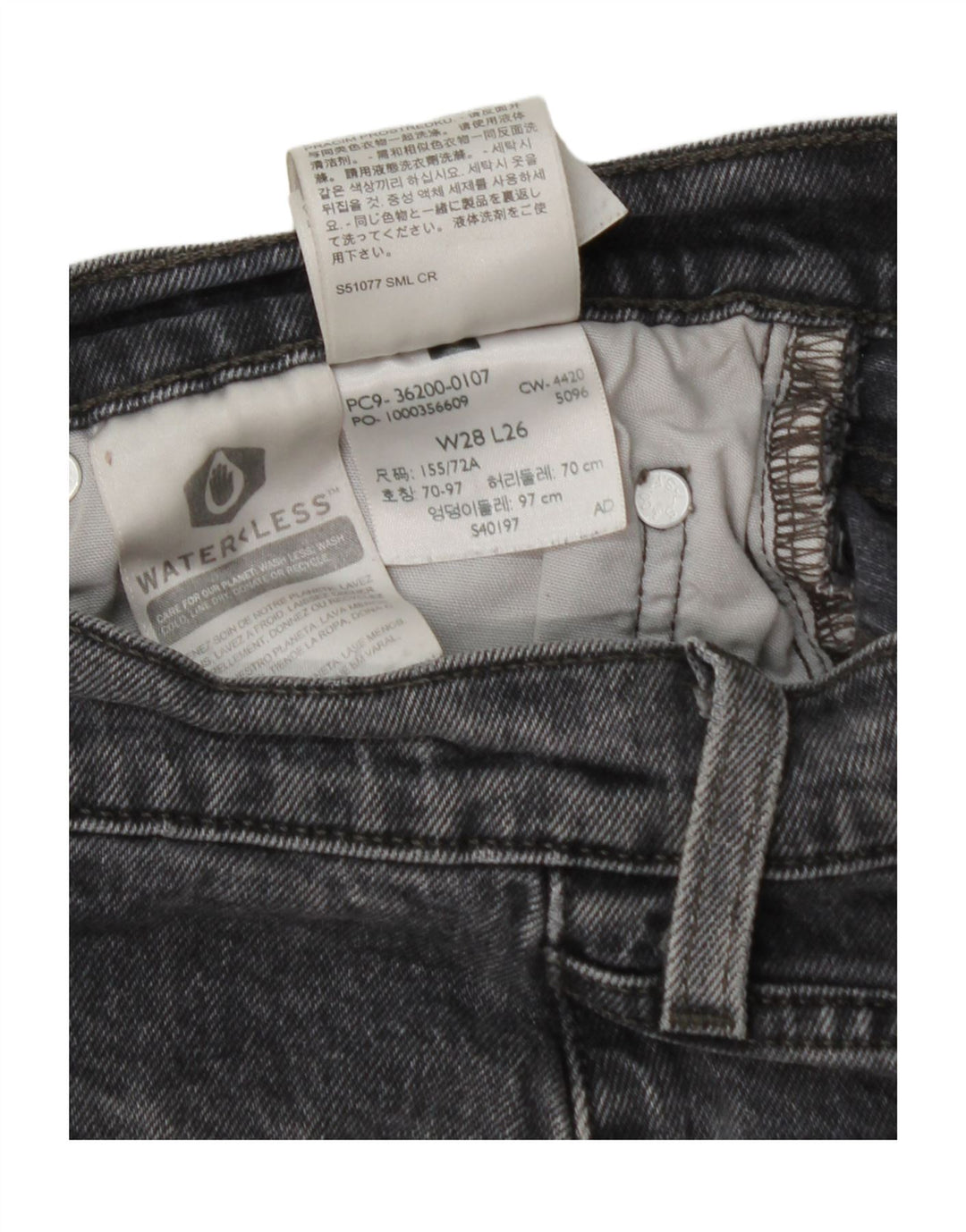 LEVI'S Womens 501 Straight Jeans W28 L26 Black Cotton