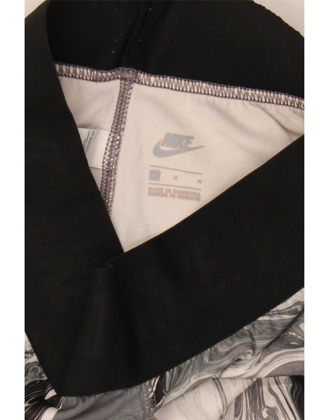 Nike Womens Abstract Pattern Leggings UK 12 Medium  Grey Cotton