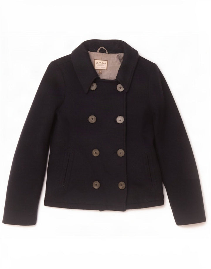 Fat Face Womens Pea Coat UK 10 Small Navy Blue Wool