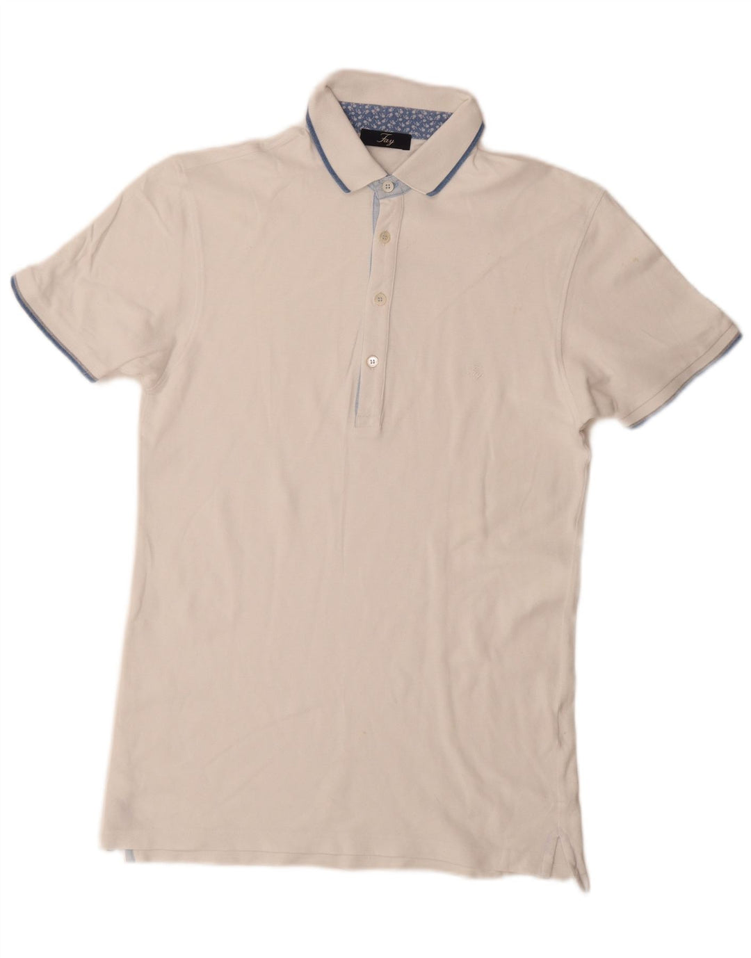 Fay Mens Polo Shirt IT 46 Small White Cotton