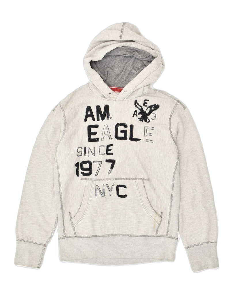 AMERICAN EAGLE OUTFITTERS Mens Classic Fit Graphic Hoodie Jumper Small Grey | Vintage American Eagle Outfitters | Thrift | Second-Hand American Eagle Outfitters | Used Clothing | Messina Hembry 