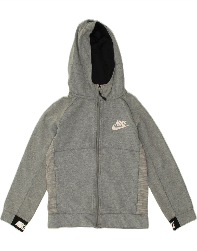 NIKE Boys Graphic Zip Hoodie Sweater 10-11 Years Medium Grey | Vintage Nike | Thrift | Second-Hand Nike | Used Clothing | Messina Hembry 