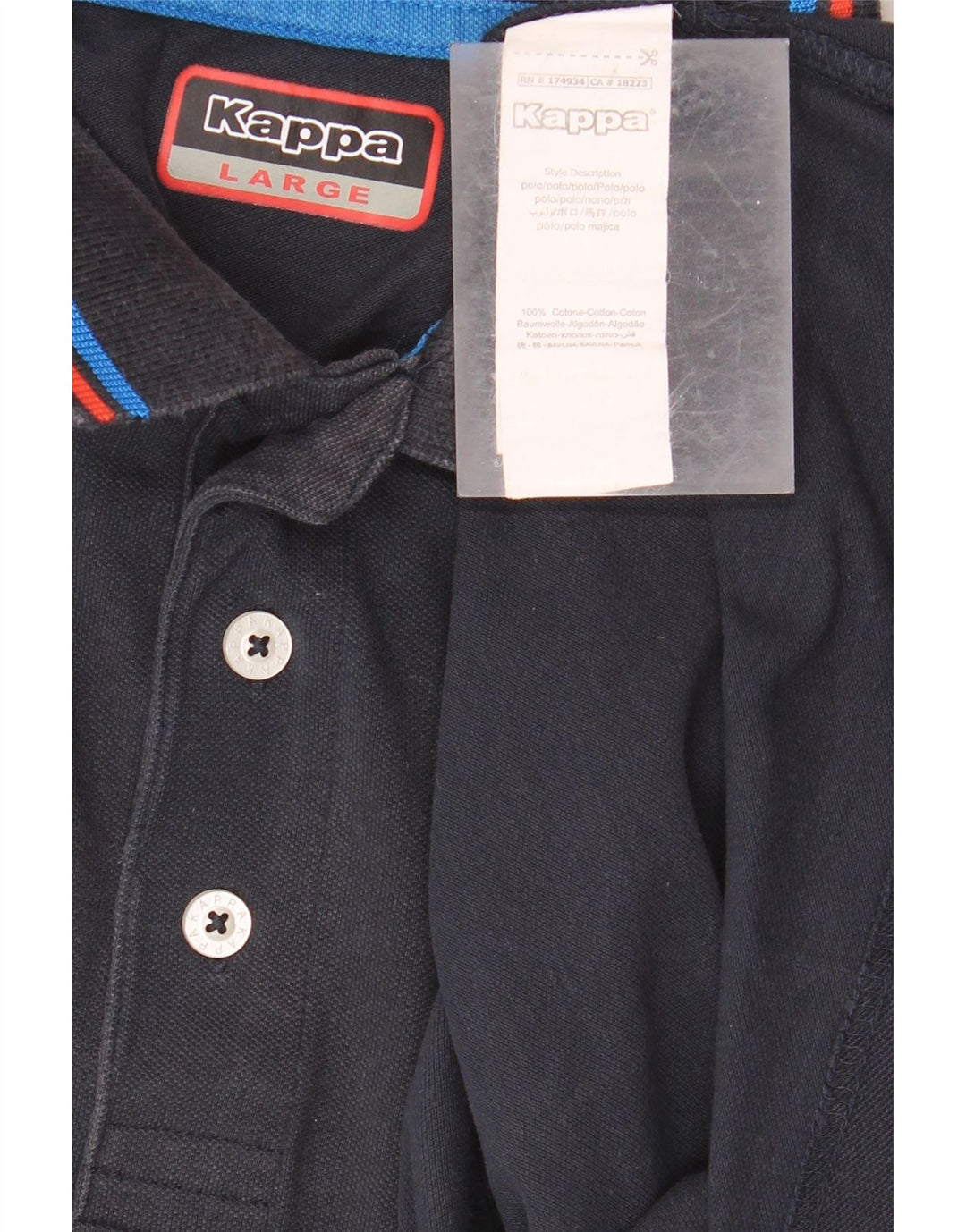 KAPPA Mens Polo Shirt Large Navy Blue Cotton