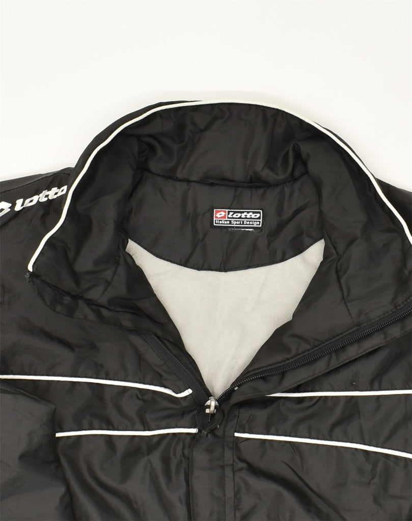 LOTTO Mens Windbreaker Jacket UK 38 Medium Black Nylon | Vintage Lotto | Thrift | Second-Hand Lotto | Used Clothing | Messina Hembry 