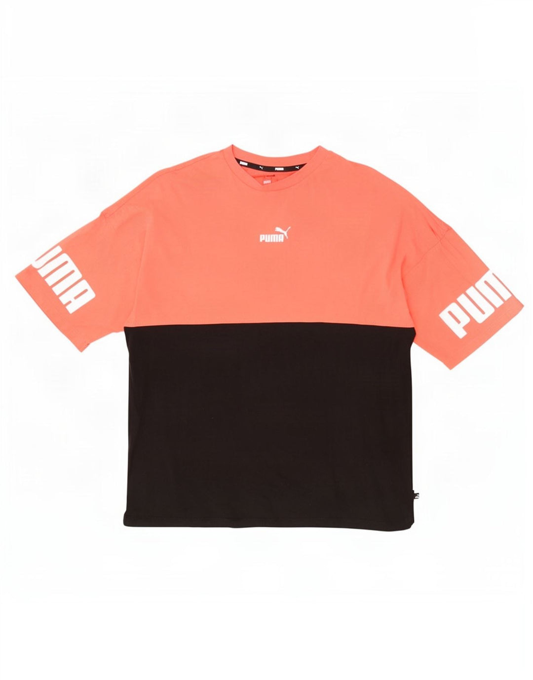 Puma Mens Graphic T-Shirt Top Large Black Colourblock Cotton