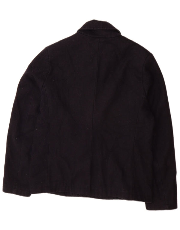 Lyle & Scott Mens Pea Coat UK 36 Small Navy Blue Acrylic