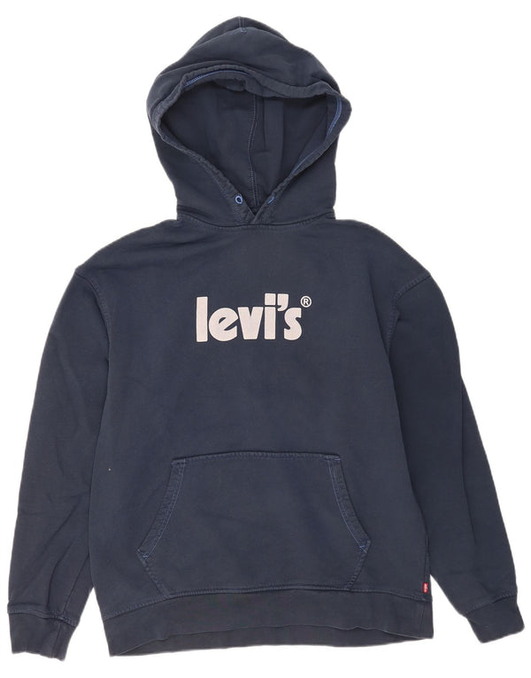 Levi's Mens Graphic Hoodie Jumper Medium Navy Blue Cotton