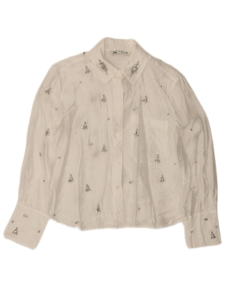 ZARA Womens Oversized Shirt Blouse UK 6 XS White