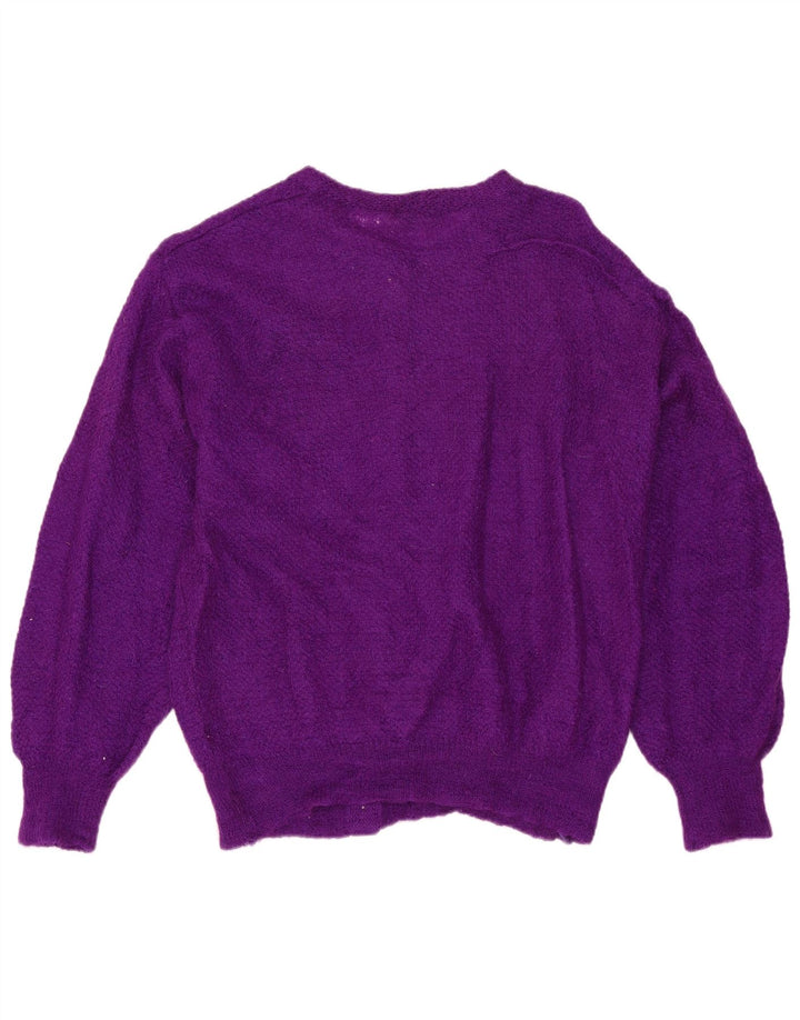 VINTAGE Womens Cardigan Sweater UK 12 Medium Purple Nylon