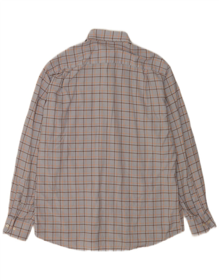 Hugo Boss Mens Shirt Size 15 3/4 40 Medium Blue Check Cotton