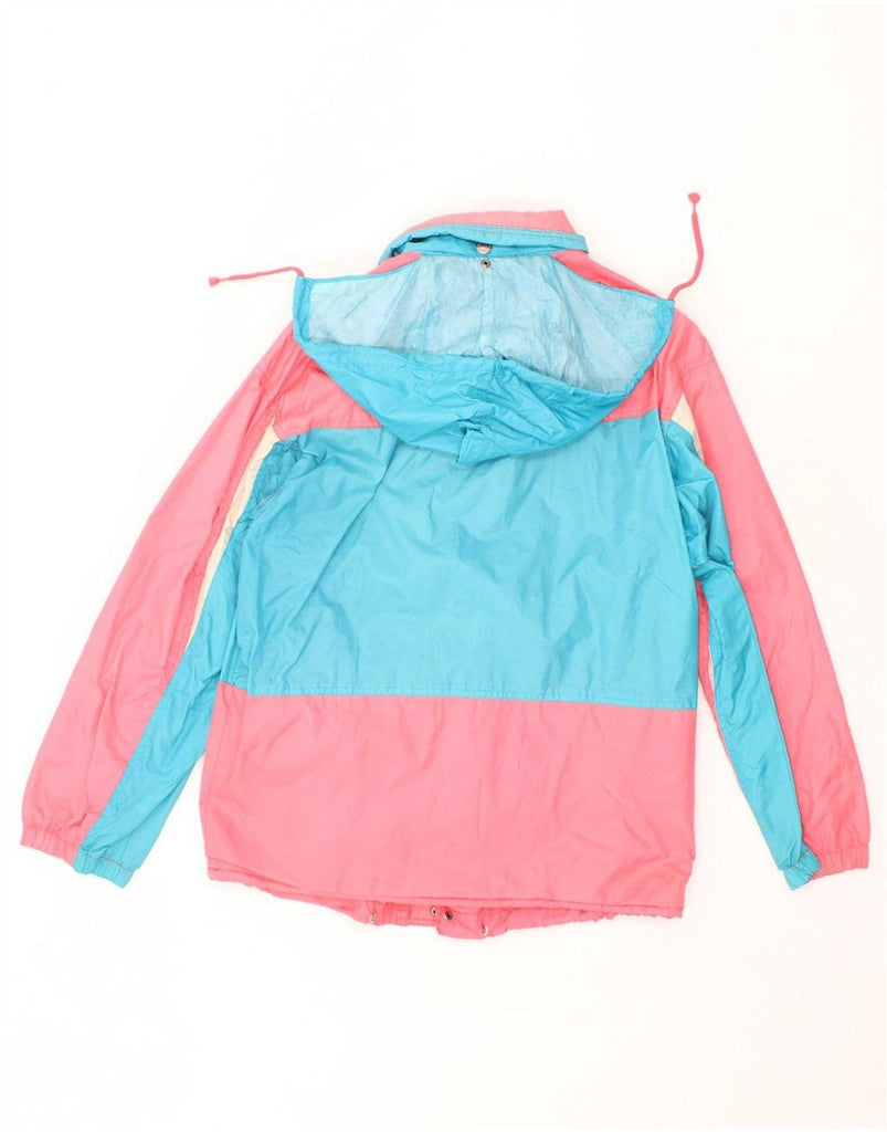 BRUGI Mens Hooded Rain Jacket IT 44 XS Pink Colourblock Polyamide Vintage Brugi and Second-Hand Brugi from Messina Hembry 