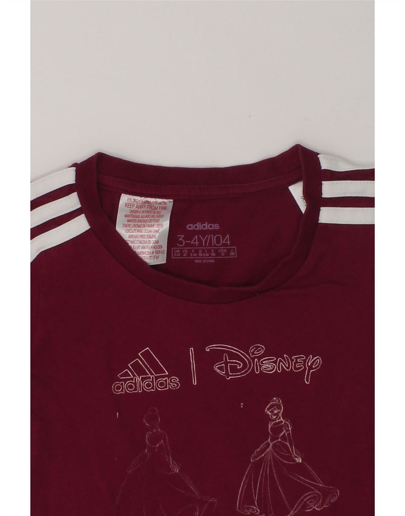 ADIDAS Girls Graphic T-Shirt Top 3-4 Years Burgundy Cotton | Vintage Adidas | Thrift | Second-Hand Adidas | Used Clothing | Messina Hembry 