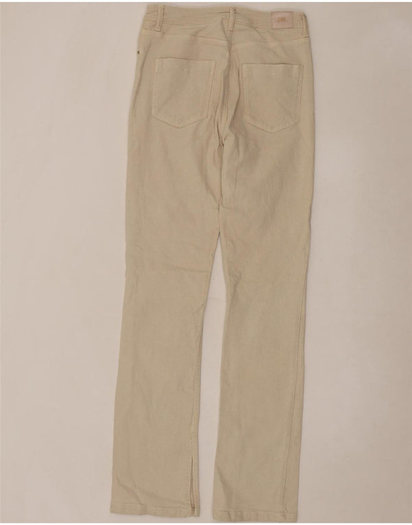 ZARA Womens Flared Jeans EU 36 XS W26 L34 Beige Cotton