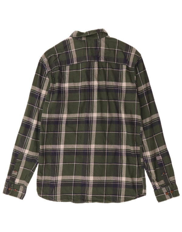 Jack & Jones Mens Flannel Shirt Large Green Plaid Cotton