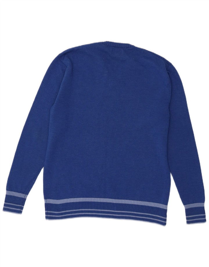 Kickers Mens V-Neck Jumper Sweater Medium Blue Wool