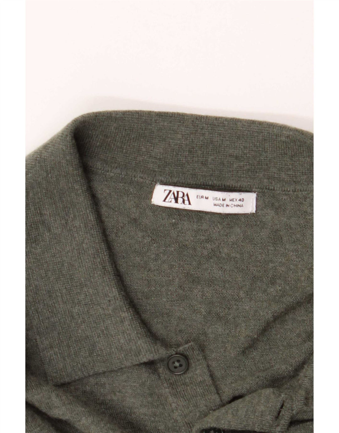 Zara Mens Polo Neck Jumper Sweater Medium Khaki