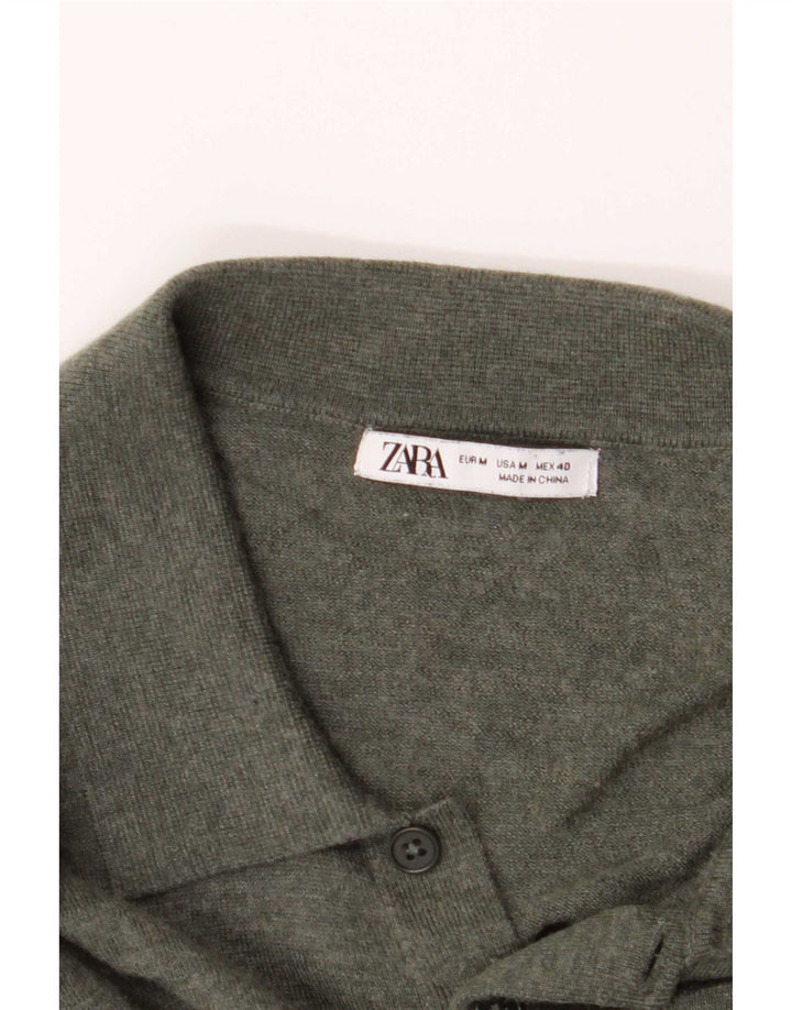 Zara Mens Polo Neck Jumper Sweater Medium Khaki