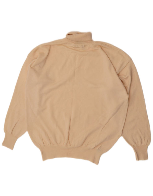 Vintage Mens Roll Neck Jumper Sweater XL Beige Wool