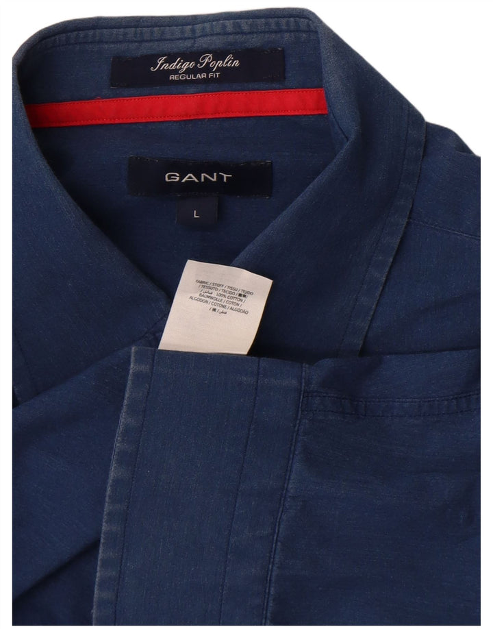 GANT Mens Regular Fit Shirt Large Blue Cotton