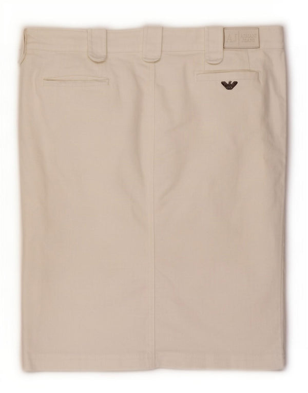 Armani Womens Denim Skirt UK 16 Large W34 Off White Cotton