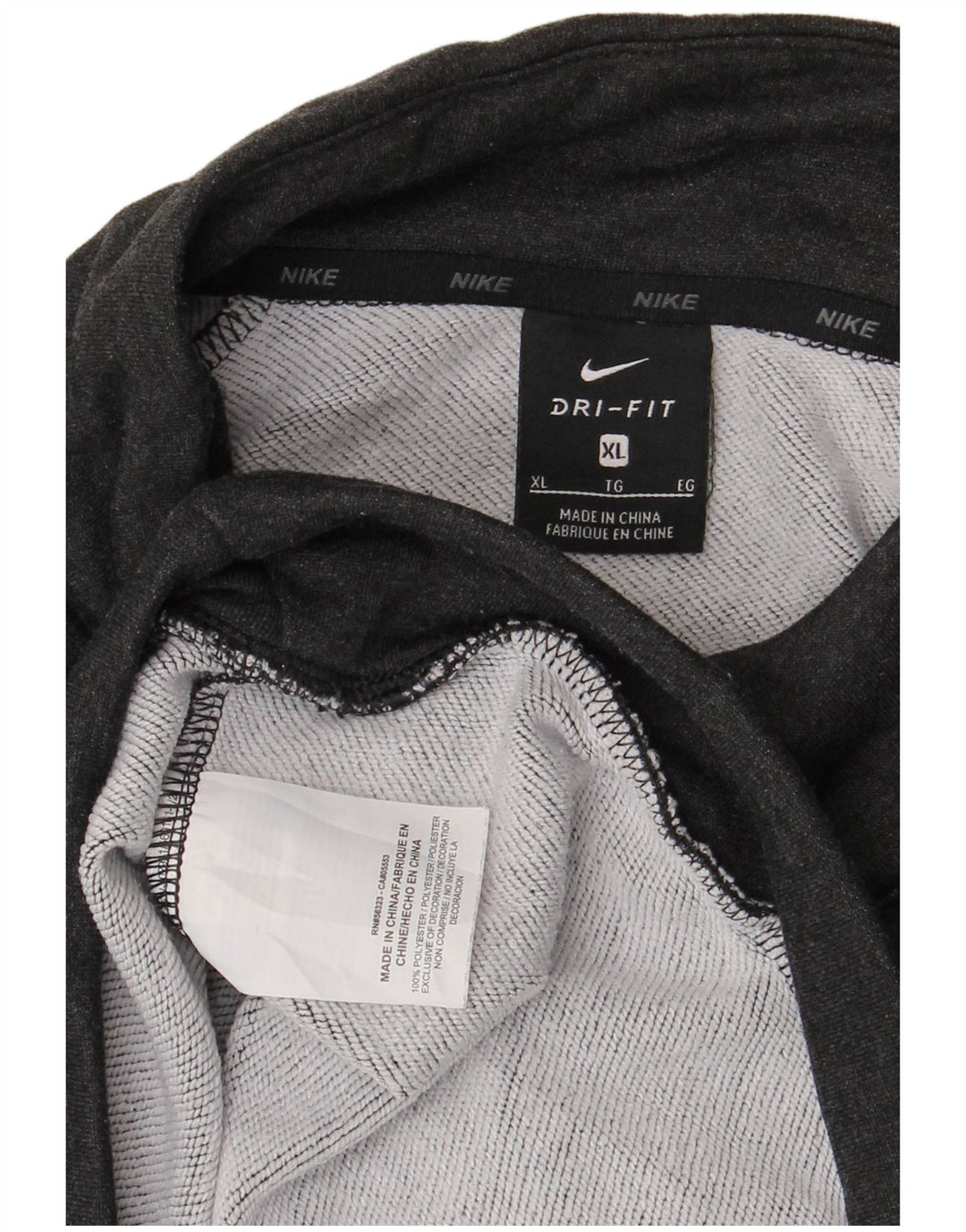 Nike Mens Dri Fit Zip Neck Sweatshirt Jumper XL Grey Polyester