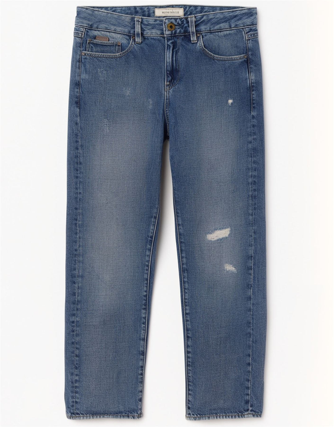 G-Star Womens Distressed Straight Jeans W24 L30 Blue Cotton