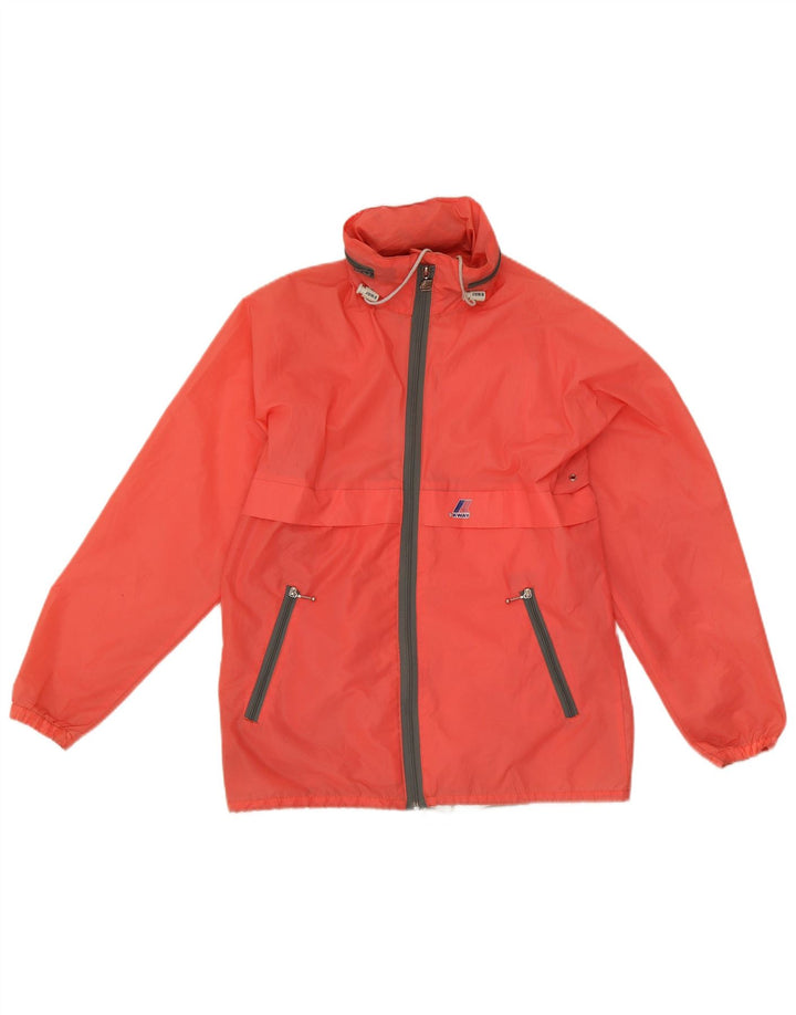 K-Way Womens Hooded Rain Jacket UK 16 Large Orange