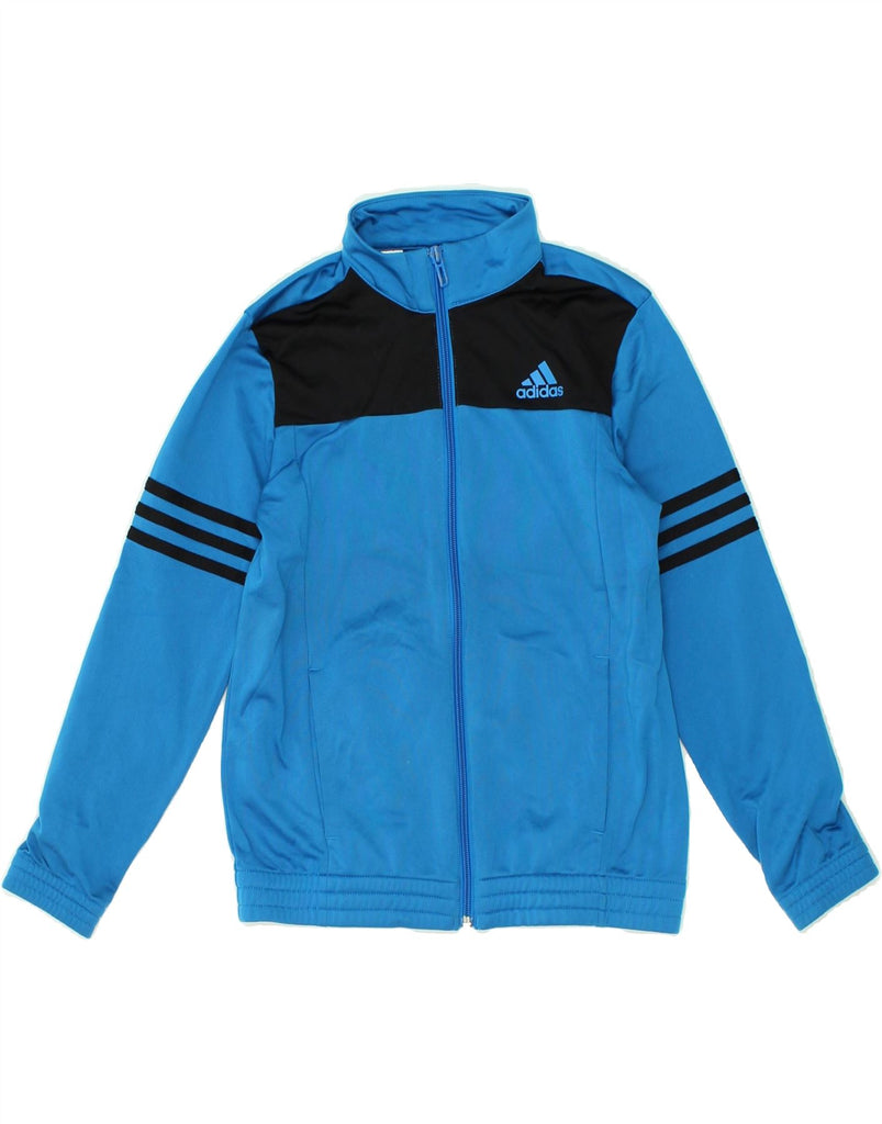 ADIDAS Boys Tracksuit Top Jacket 9-10 Years Blue Colourblock Polyester | Vintage Adidas | Thrift | Second-Hand Adidas | Used Clothing | Messina Hembry 