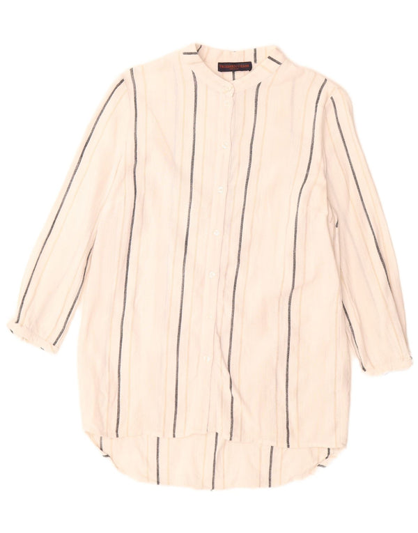 Trussardi Jeans Womens Longline Shirt Blouse IT 40 Small White Striped