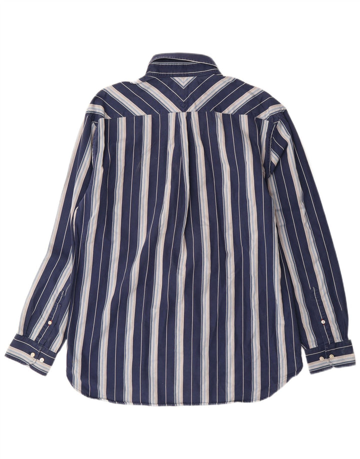TOMMY HILFIGER Mens Shirt Large Navy Blue Striped Cotton