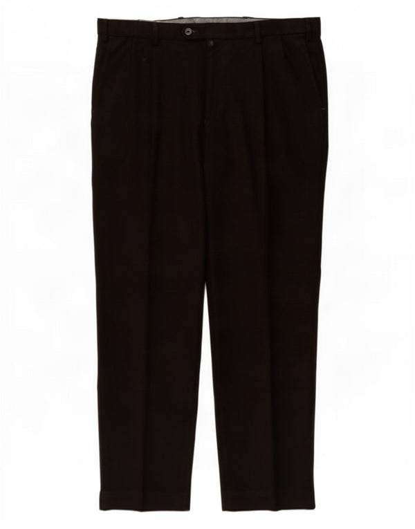 Marks & Spencer Mens Regular Suit Trousers W38 L31 Black Polyester