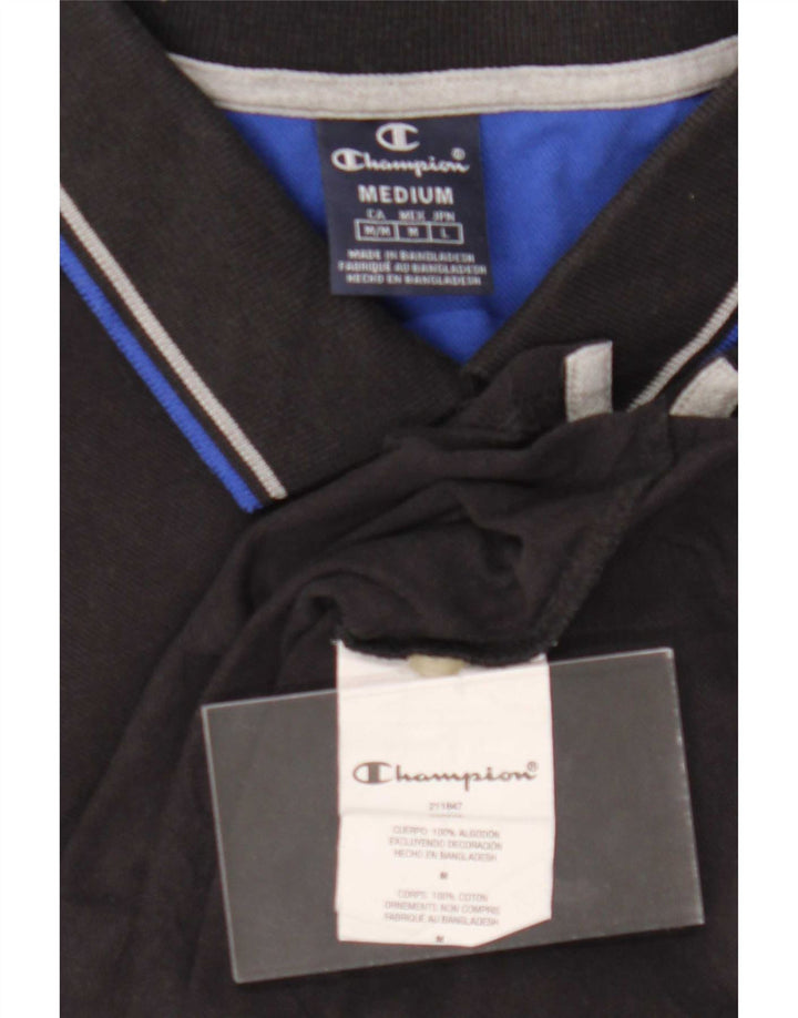 Champion Mens Polo Shirt Medium Black Cotton