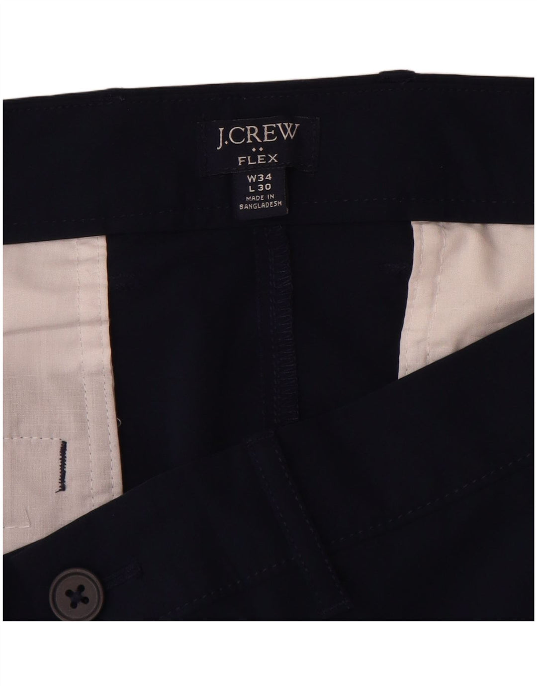 J. Crew Mens Flex Slim Chino Trousers W34 L30 Navy Blue Polyester