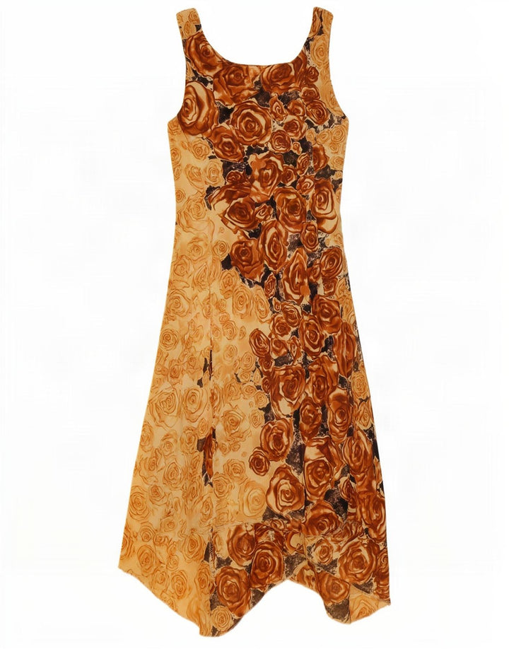 Vintage Womens Sleeveless Asymmetrical Dress IT 44 Medium Brown Floral
