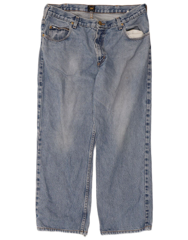 Lee Mens Brooklyn Cropped Straight Jeans W36 L26 Blue Cotton