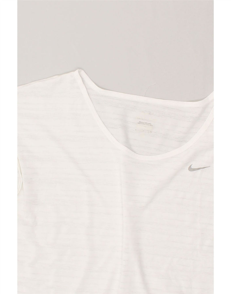 NIKE Womens T-Shirt Top UK 12 Medium White Polyester | Vintage Nike | Thrift | Second-Hand Nike | Used Clothing | Messina Hembry 