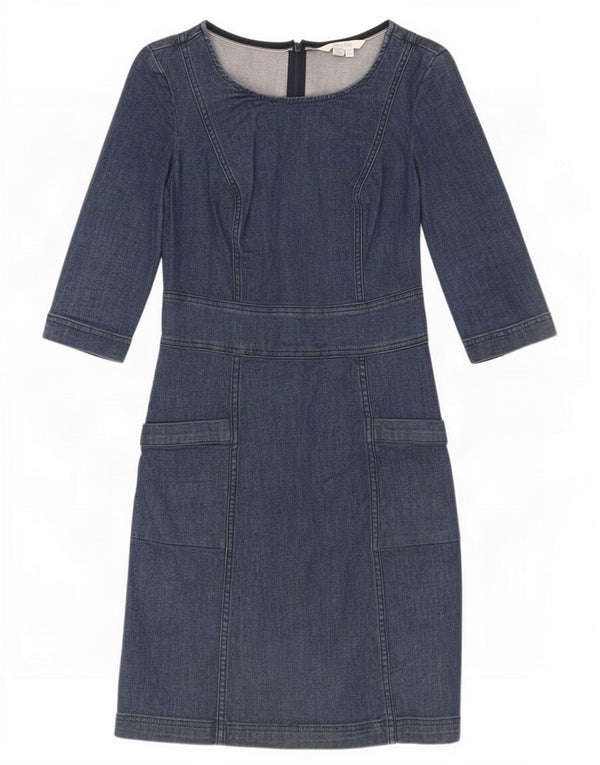 Boden Womens 3/4 Sleeve Denim Dress UK 8 Small Blue Cotton
