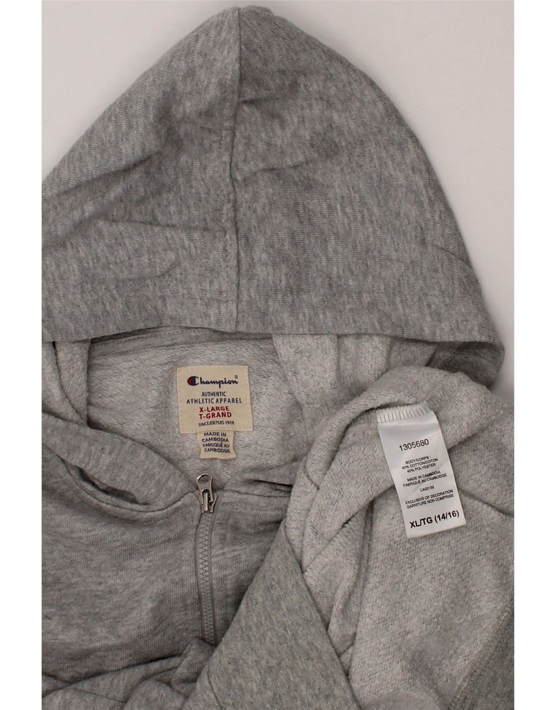 CHAMPION Boys Graphic Zip Hoodie Sweater 14-15 Years XL Grey Cotton Vintage Champion and Second-Hand Champion from Messina Hembry 