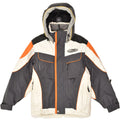 VINTAGE Boys Graphic Hooded Windbreaker Jacket 9-10 Years Grey Colourblock | Vintage Vintage | Thrift | Second-Hand Vintage | Used Clothing | Messina Hembry 