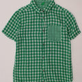 BENETTON Boys Short Sleeve Shirt 10-11 Years Green Gingham