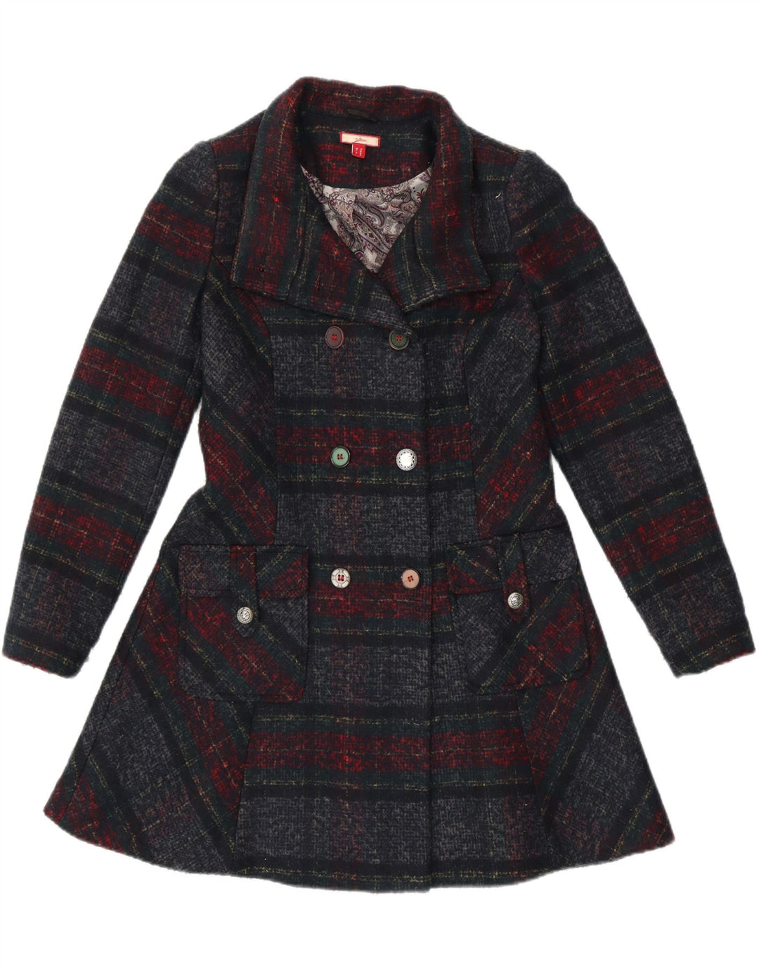 JOE BROWNS Womens Double Breasted Coat UK 10 Small  Multicoloured Check