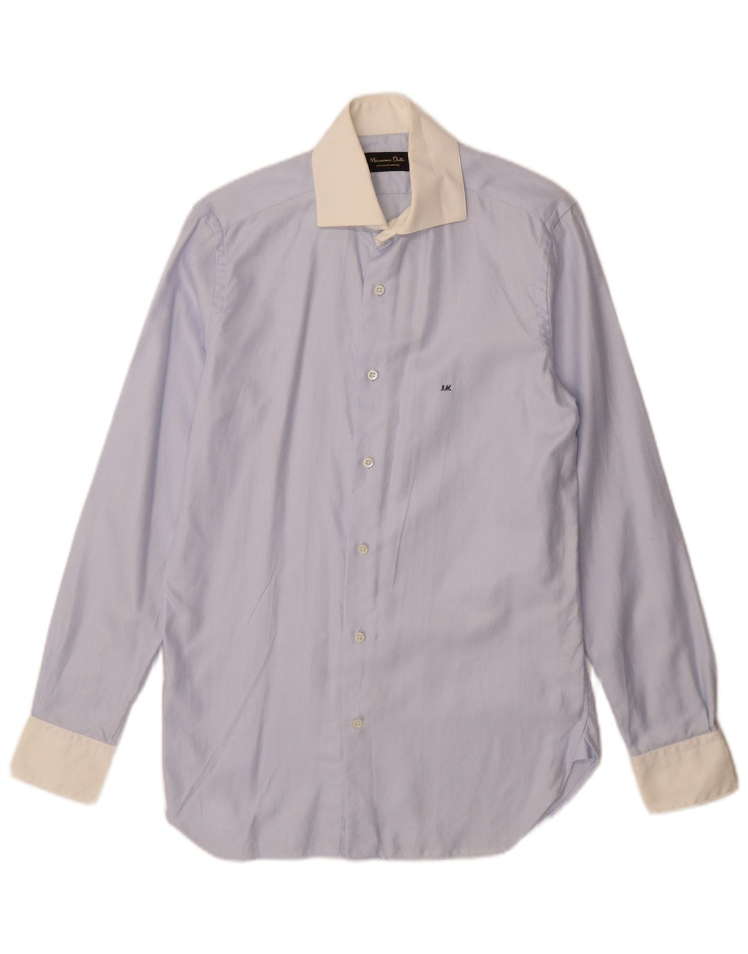 Massimo Dutti Mens Shirt Size 38 15 Medium Blue Herringbone