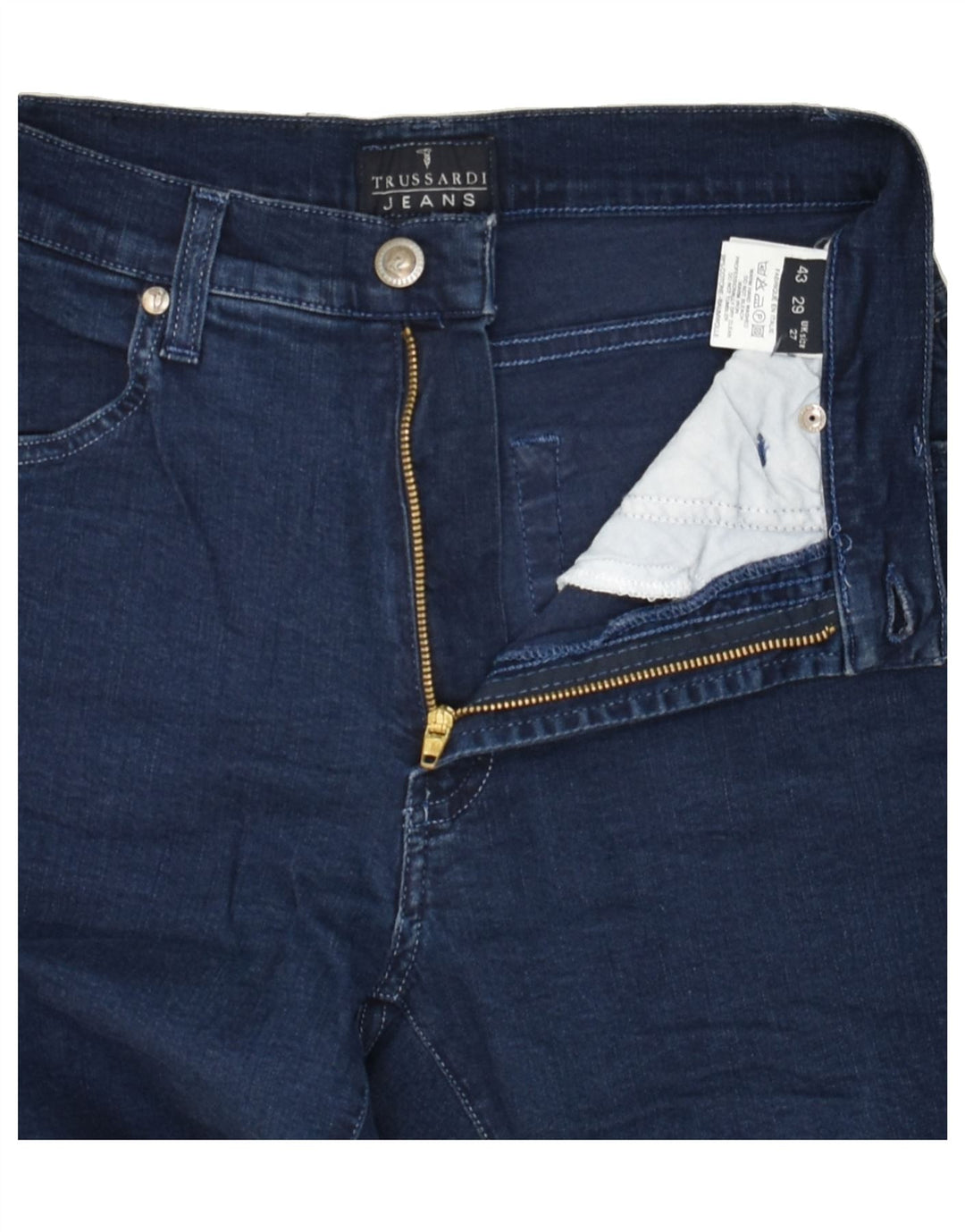 TRUSSARDI Womens Slim Jeans W27 L31 Navy Blue Cotton | Vintage Trussardi | Thrift | Second-Hand Trussardi | Used Clothing | Messina Hembry 