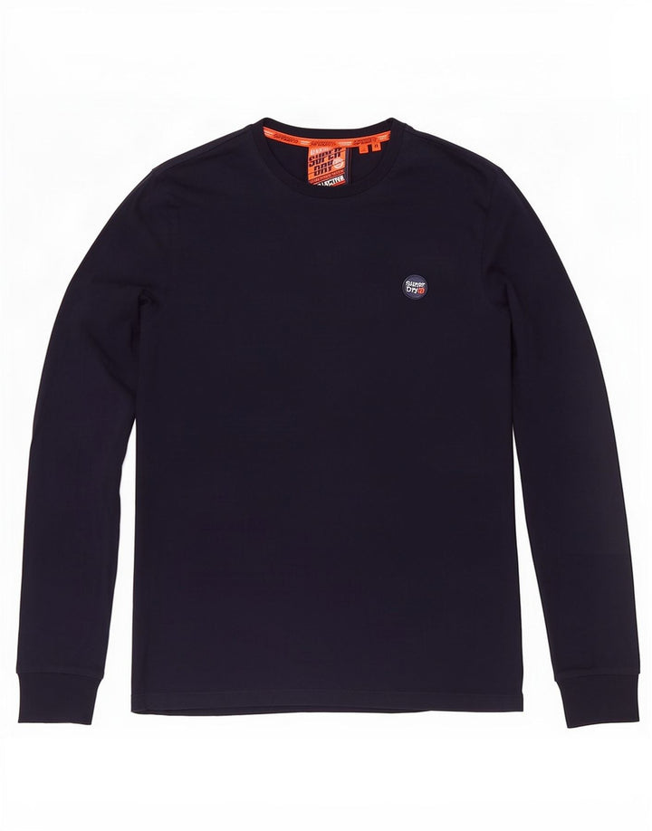 Superdry Mens Top Long Sleeve Medium Navy Blue Cotton